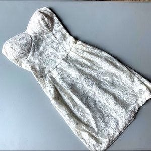 Strapless sparkly silver and white dress